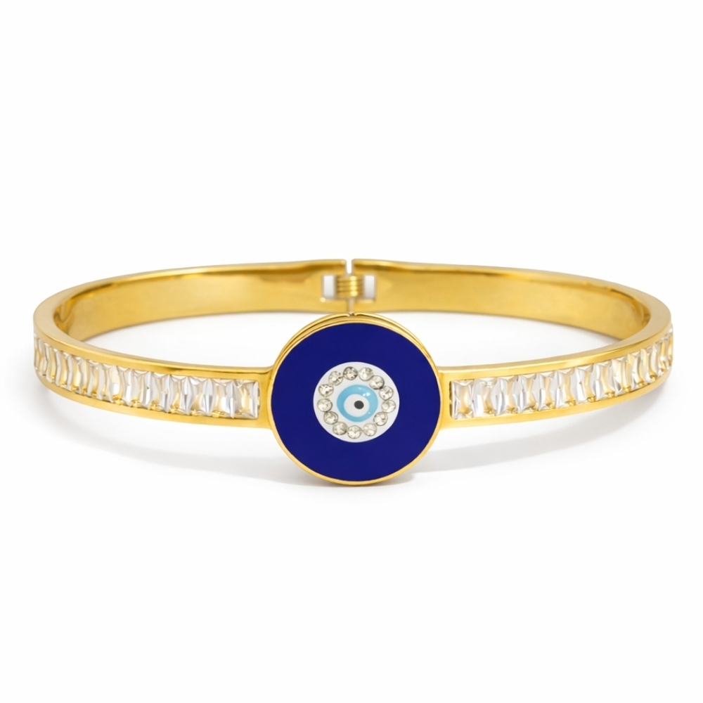 Evil Eye Bracelet – Gold, Crystals, Protective Charm | Good Vibes Only
